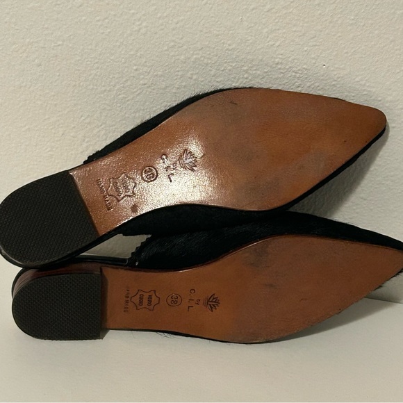 C.I.L black genuine cowhide leather handmade slip on mules slides size 7.5 EU 38 - Picture 7 of 9